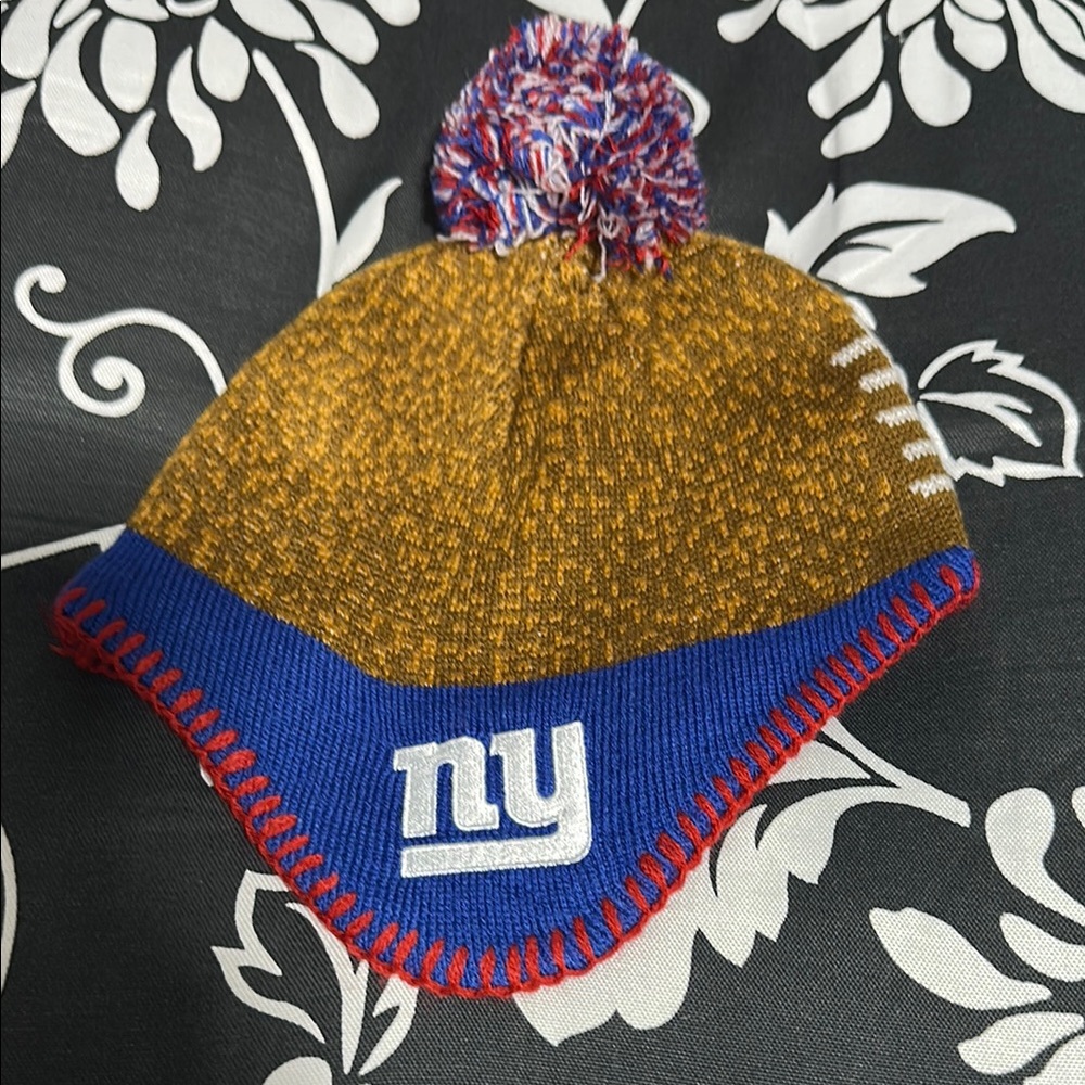 NY Giant Kids' football Blue and Brown Knit Beanie